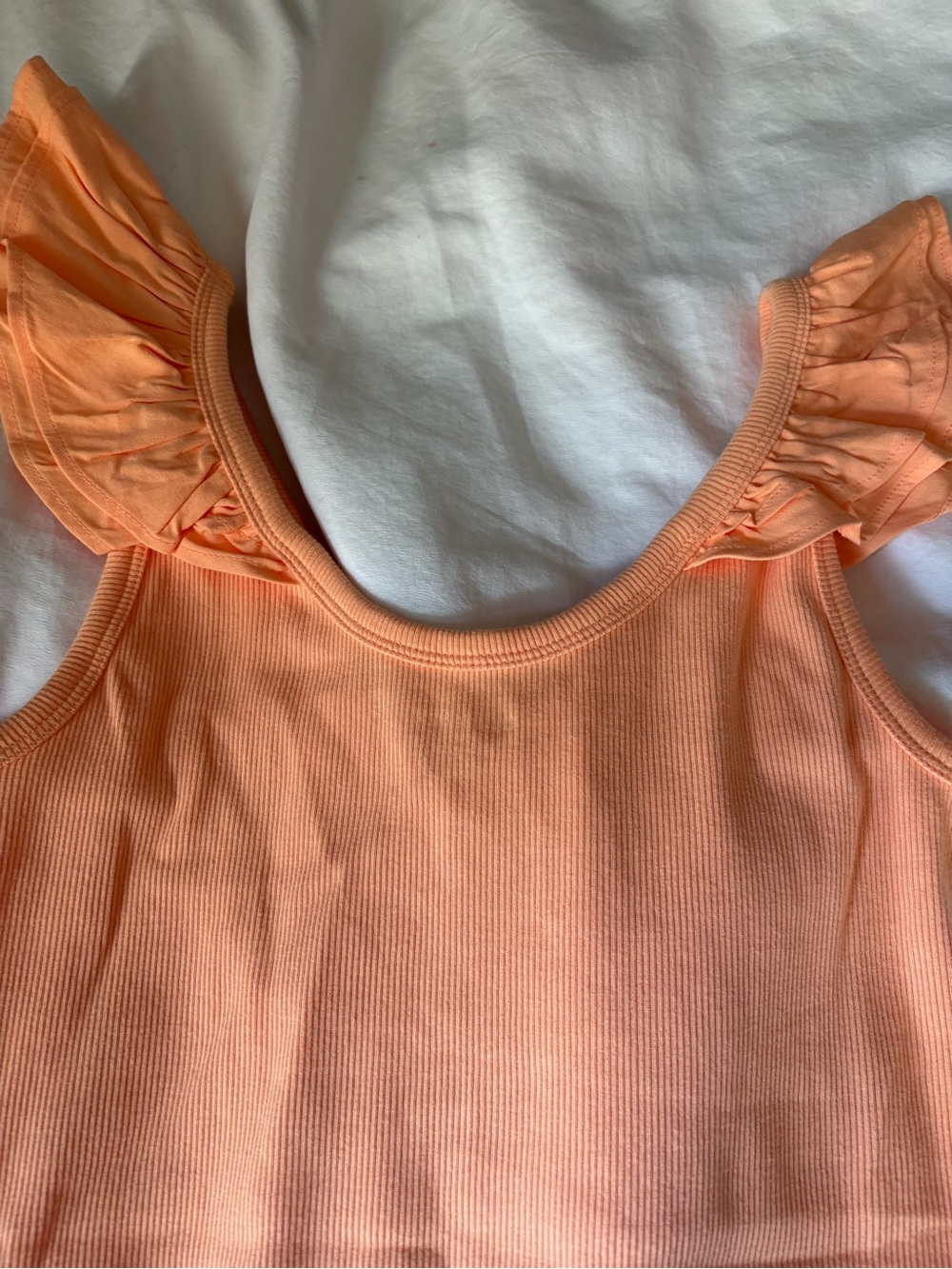 Old Navy Peach-Orange Ruffle Strap Ribbed Tank - Picture 5 of 6